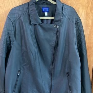 NWT grey 3x faux leather jacket